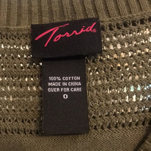 Torrid size 0 olive green button up V neck button up sweater belt loops - Picture 6 of 8